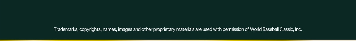 Trademarks,copyrights,names,images and other proprietary materials are used with permission of WorldBaseball Classic,Inc.