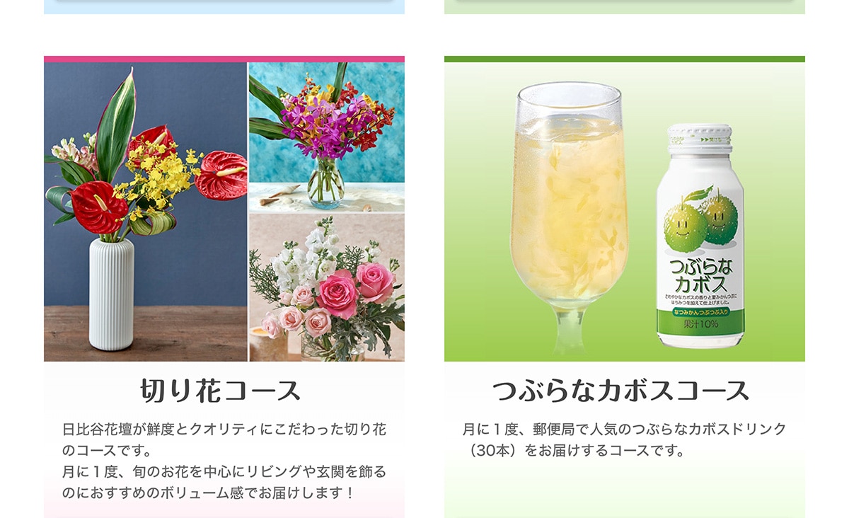 �؂�ԃR�[�X ����J�Ԓd���N�x�ƃN�I���e�B�ɂ���������؂�Ԃ̃R�[�X�ł��B����1�x�A�{�̂��Ԃ𒆐S�Ƀ��r���O�⌺�ւ�����̂ɂ������߂̃{�����[�����ł��͂����܂�! �Ԃ�ȃJ�{�X�R�[�X ����1�x�A�X�֋ǂŐl�C�̂Ԃ�ȃJ�{�X�h�����N(30�{)�����͂�����R�[�X�ł��B