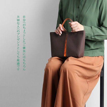 KOSHO ougi pleats 帆布 トートバッグ YS 焦茶色/橙色 (ブラウン/オレンジ)