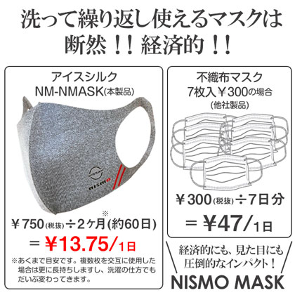 お得な5枚セット】nismo 冷感アイスシルクマスク グレー [NM-NMASK GY