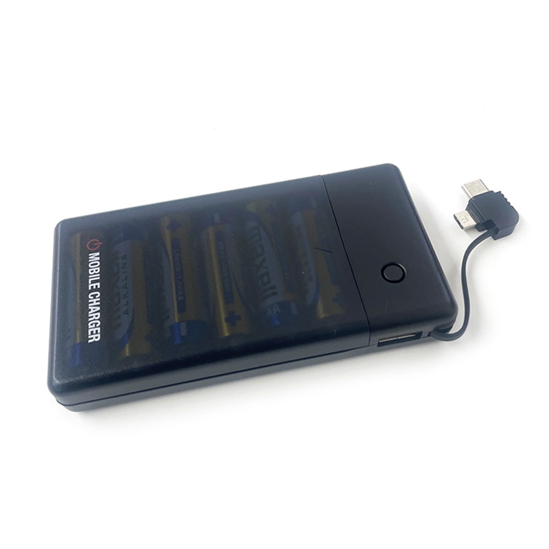 マルチコネクタケーブル（タイプCとマイクロUSB）付乾電池式急速充電器［BJ-USB6A BK］