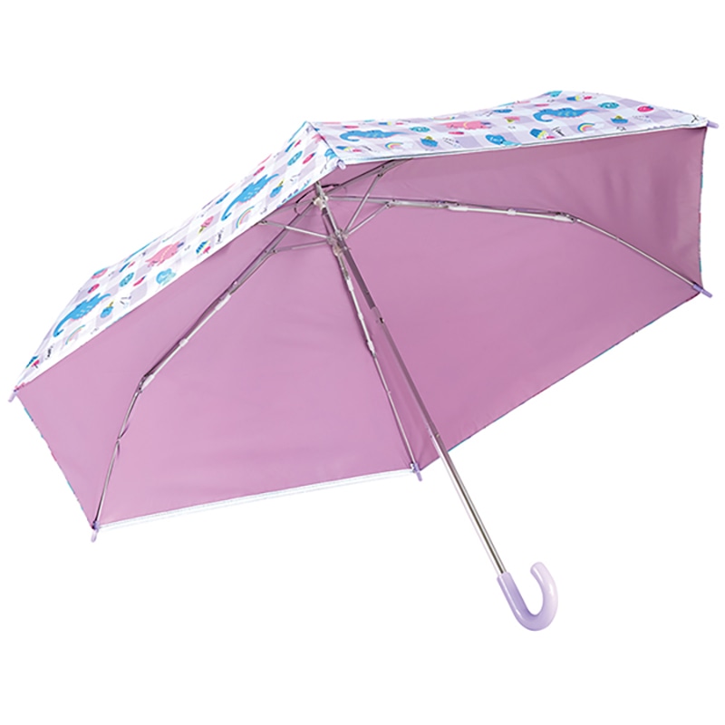 子供用晴雨兼用折りたたみ傘 50cm ハッピー＆スマイル レインボウ UBOTSR1