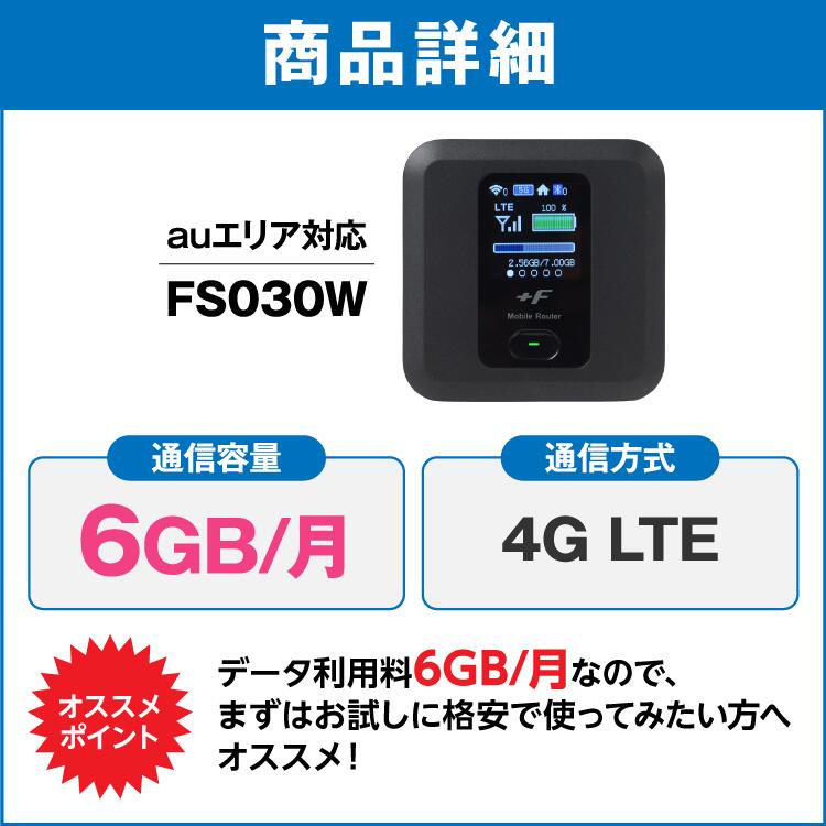 au FS030W  6GB  30日間レンタル補償付きプラン