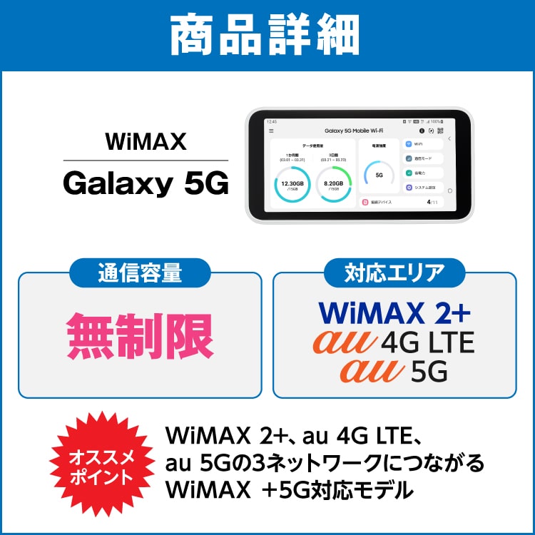 WiMAX 5G対応 SCR01SWU 無制限 7日間レンタル補償付きプラン