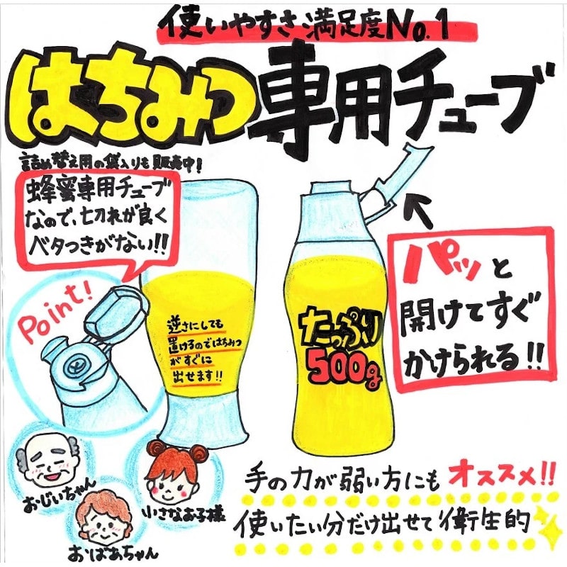 嬉しい2本セット】国産純粋みかん・りんご蜂蜜 500ｇポリチューブ2本