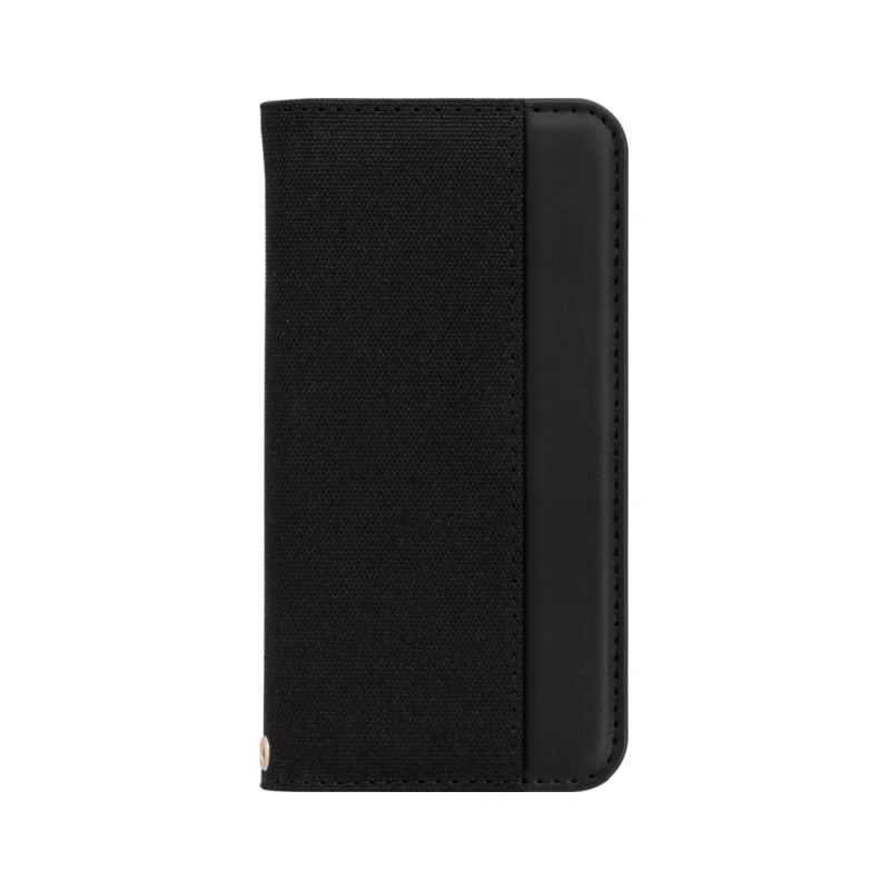 ファブリック素材 iPhone 12mini 手帳型 スマホケース ブラック