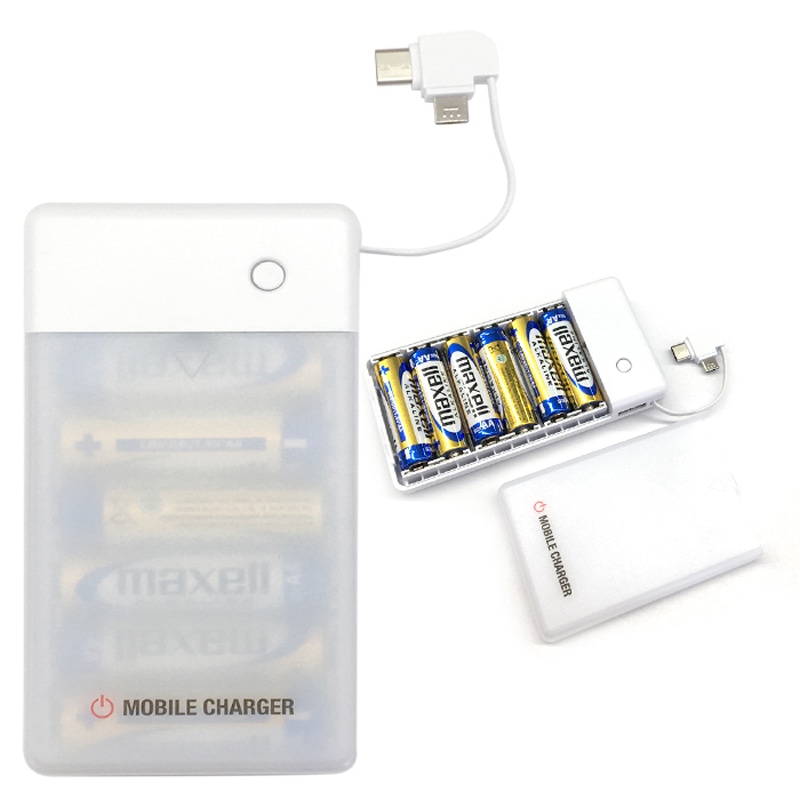 マルチコネクタケーブル（タイプCとマイクロUSB）付乾電池式急速充電器［BJ-USB6A WH］