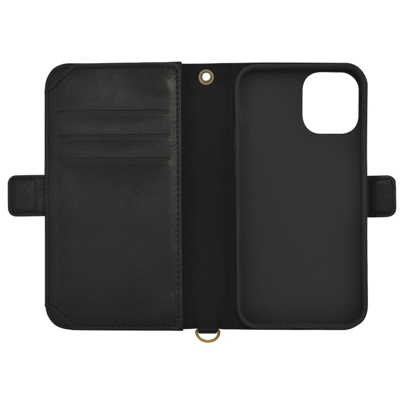 iPhone 12 mini ケース カバー 手帳型 カード6枚収納 ブラック