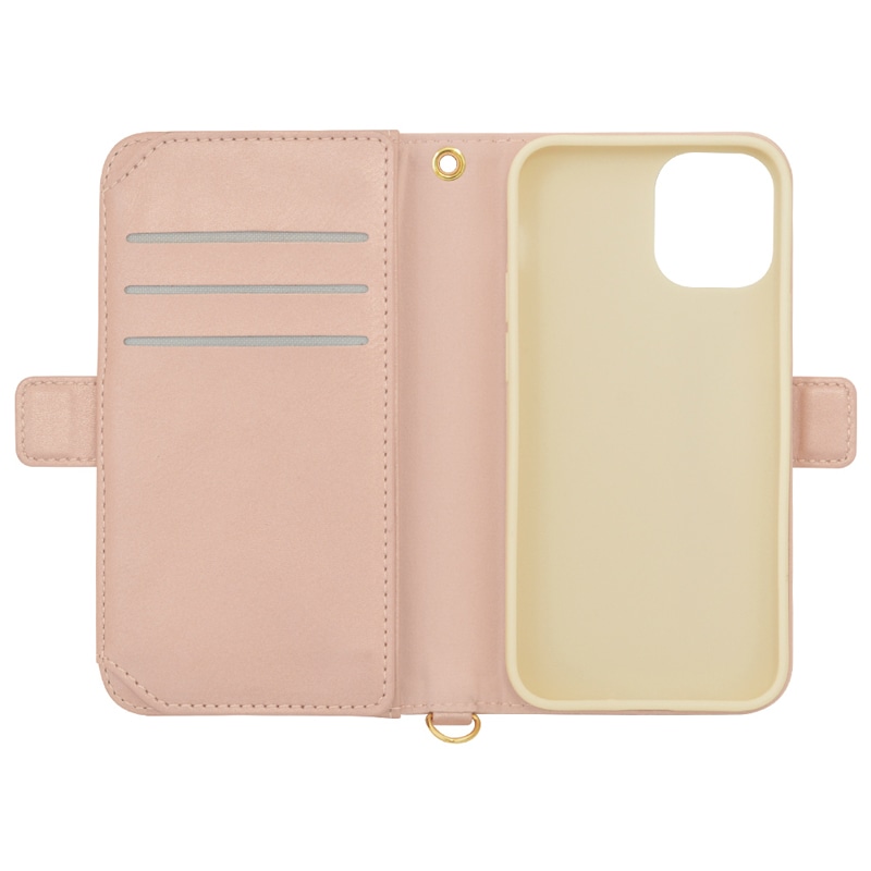 iPhone12 mini ケース カバー 手帳型 カード6枚収納 ピンク