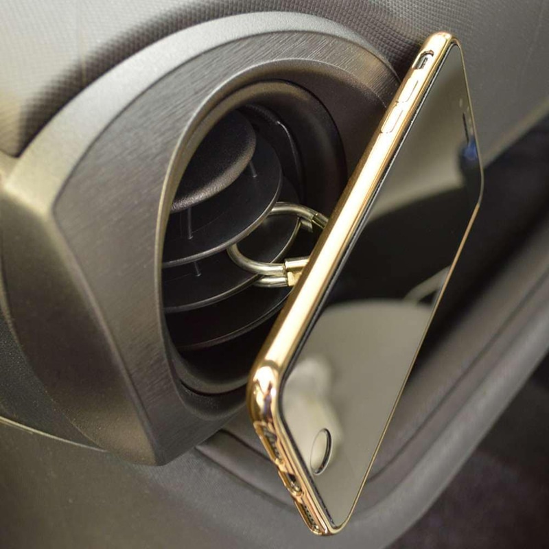 【送風口対応 車載ホルダー】iPhone スマホ 2in1 スマホリング エアコン 落下防止リング 視聴スタンド ブラック