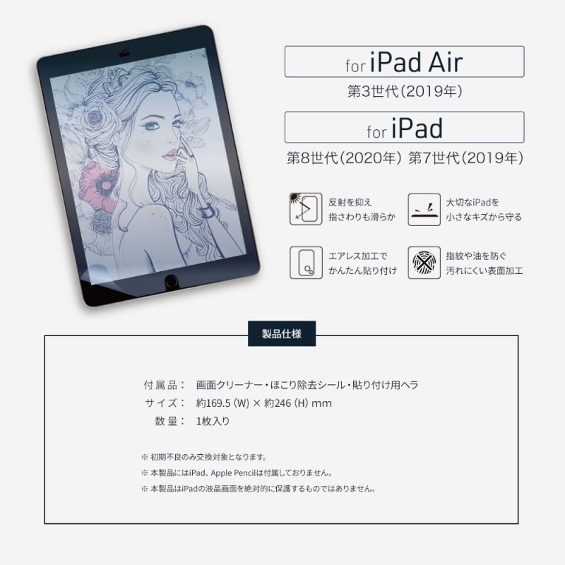 iPad 10.2インチ（第7世代　2019年モデル）対応 画面保護フィルムAG