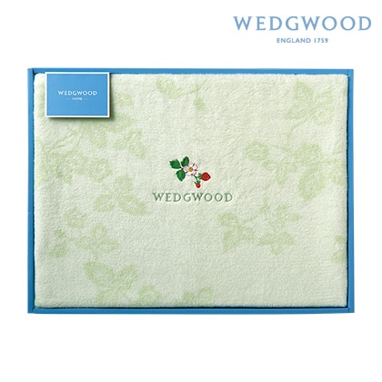 ウェッジウッド　ワイルドストロベリー　綿毛布（毛羽部分）　グリーン【慶事用】