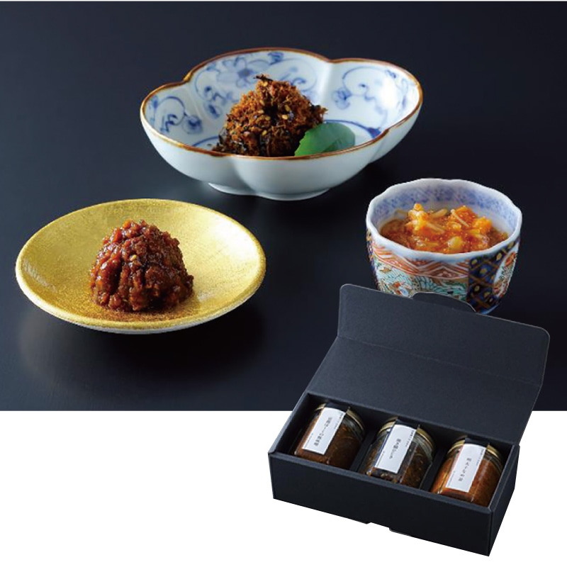 <お中元>下鴨茶寮 山海の幸 焼き鯖ひじき・京都ぽーくの豚味噌・明太子なめ茸(西日本版)