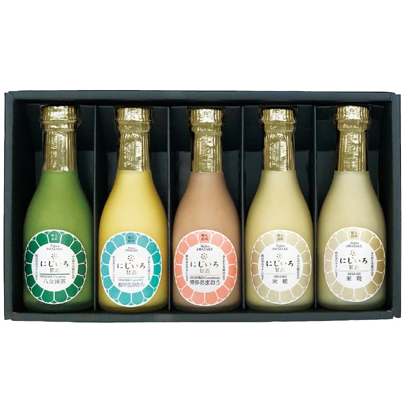 <お歳暮>にじいろ甘酒 5本セット(米糀・あまおう・早生みかん・八女抹茶)