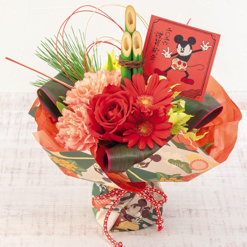 <お歳暮>ディズニーそのまま飾れるブーケ「謹賀新年」