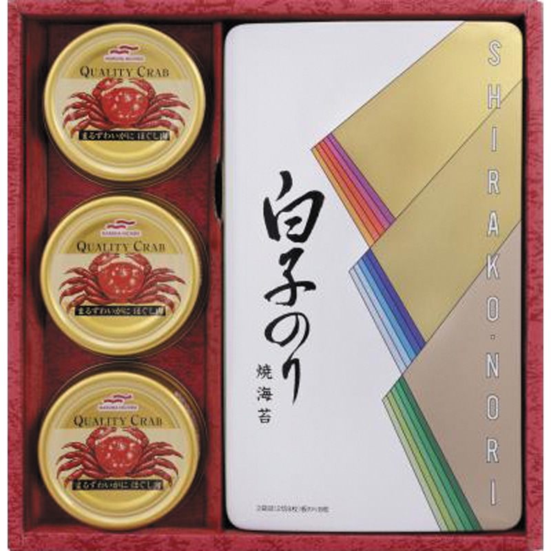 <お歳暮>のりとカニ缶詰合せ
