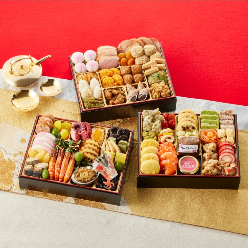 <おせち>【早割】膳人(かしはびと) 和洋中三段重