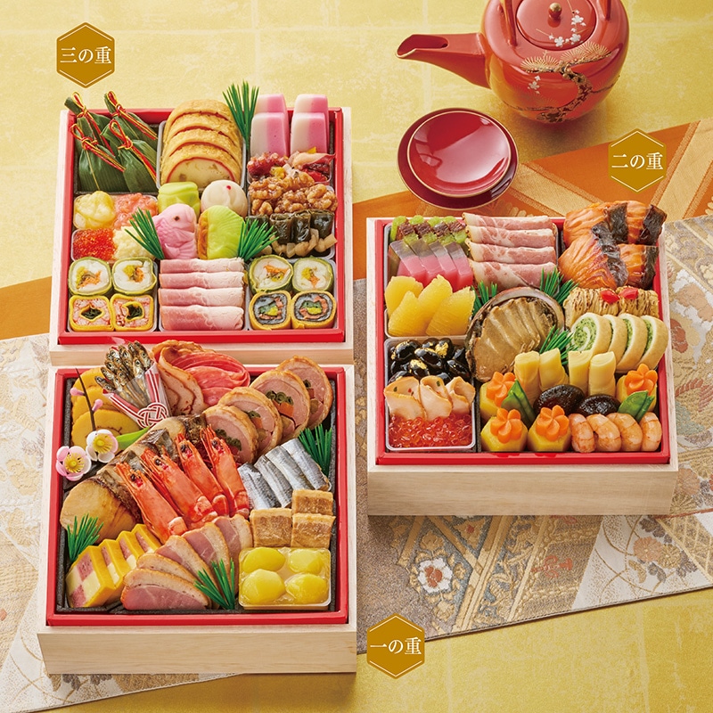 <おせち>【早割】わらびの里 和洋 料亭おせち 三段重