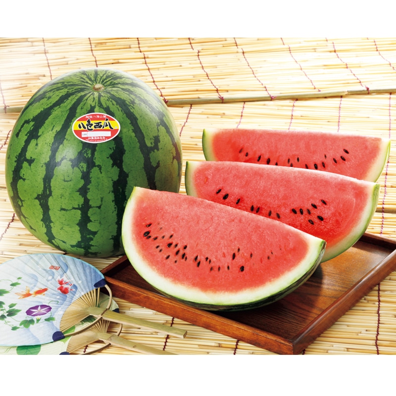 <お中元>新潟県魚沼産 八色西瓜(やいろすいか)2個