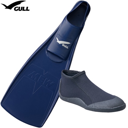 【GULL】MEW FIN （ミューフィン）+ FFショートブーツの2点セット[ミッドナイトブルー]【ダイビング用フィン】　27cm