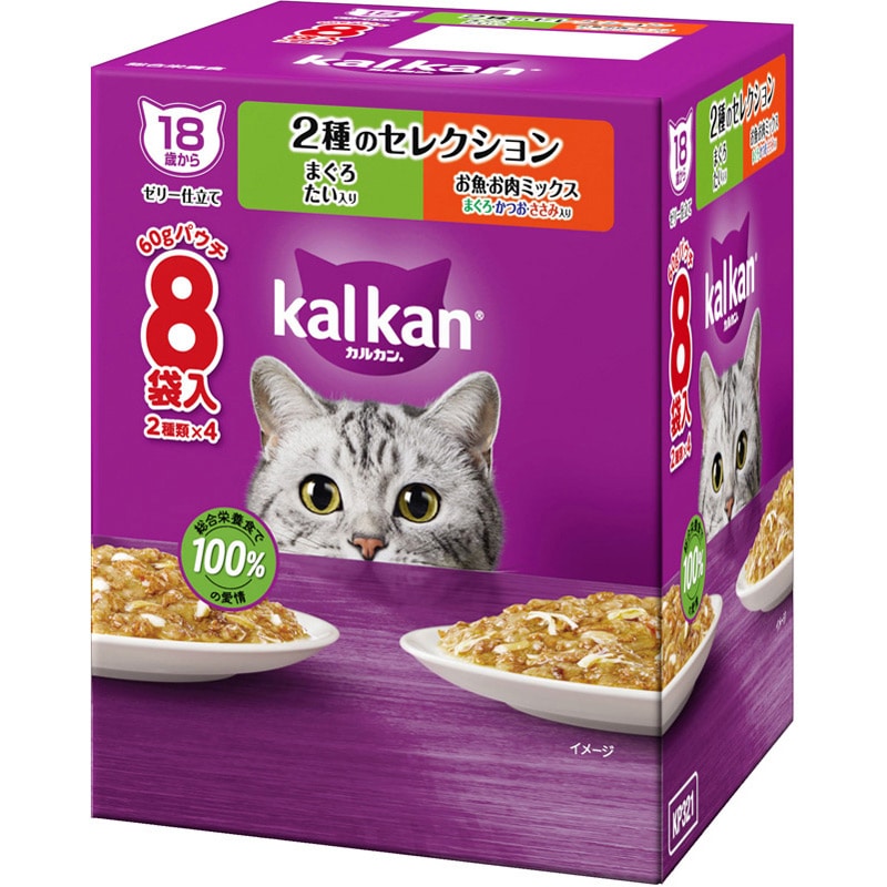 マース カルカン 18歳から 2種のセレクション まぐろ・鯛 お魚お肉ミックス 60g×8袋