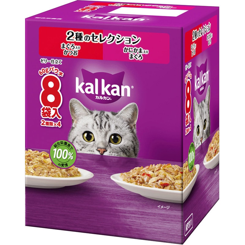 マース カルカン 2種のセレクション まぐろ・かつお+かにかま・まぐろ 60g×8袋