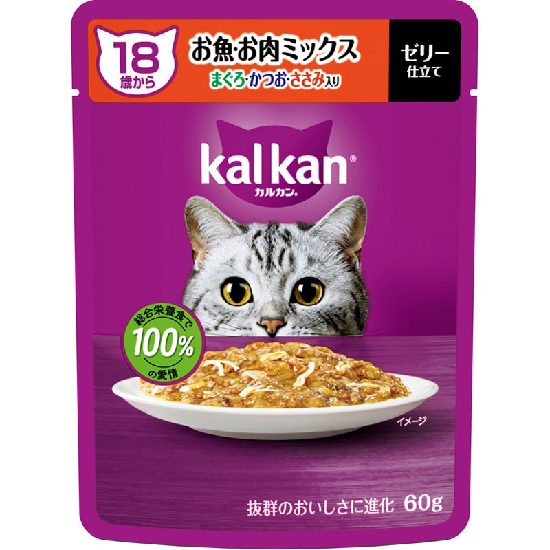 マース カルカン 18歳から お魚・お肉ミックス まぐろ・かつお・ささみ 60g