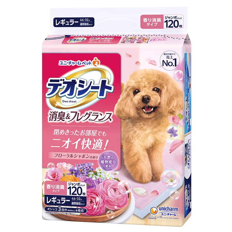 ユニ・チャーム デオシート 消臭&フレグランス フローラルシャボンの香り 犬用 レギュラー 120枚