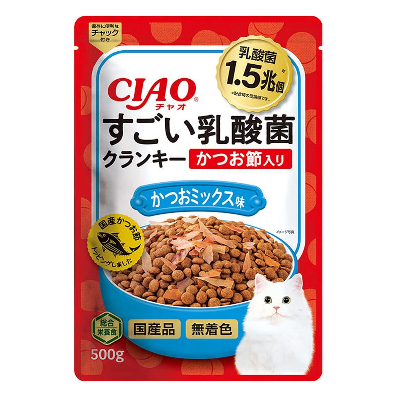 いなば CIAO すごい乳酸菌 クランキーかつお節入り かつおミックス味 500g