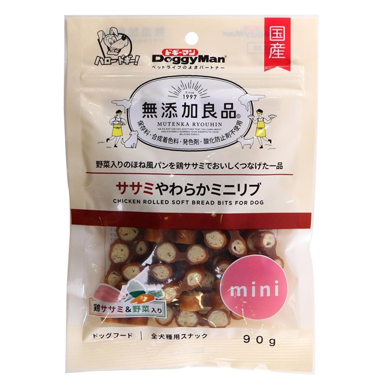 ドギーマンハヤシ 無添加良品 ササミやわらか ミニリブ 90g