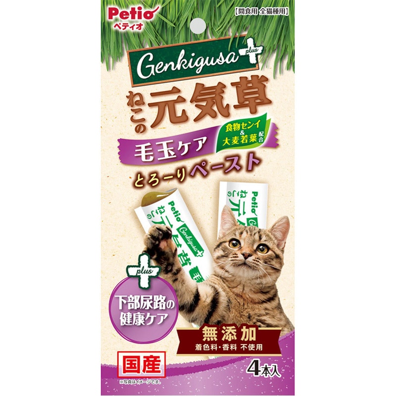 ペティオ ねこ元気草 毛玉&下部尿路ケア ペースト 4本