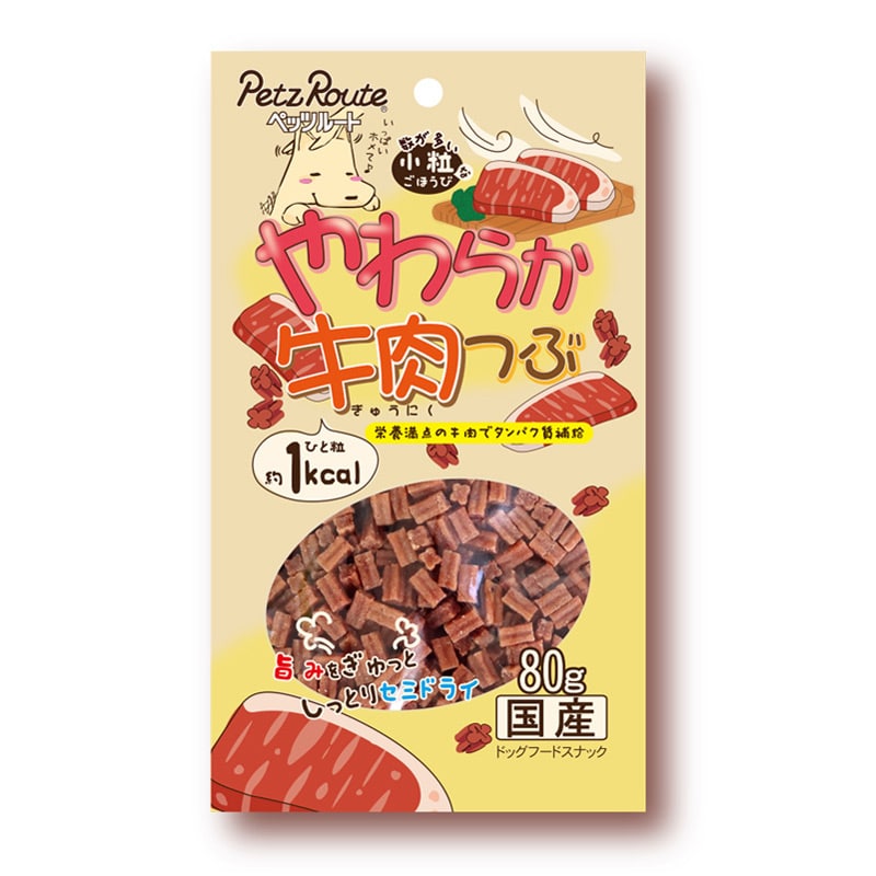 ペッツルート やわらか牛肉つぶ 80g