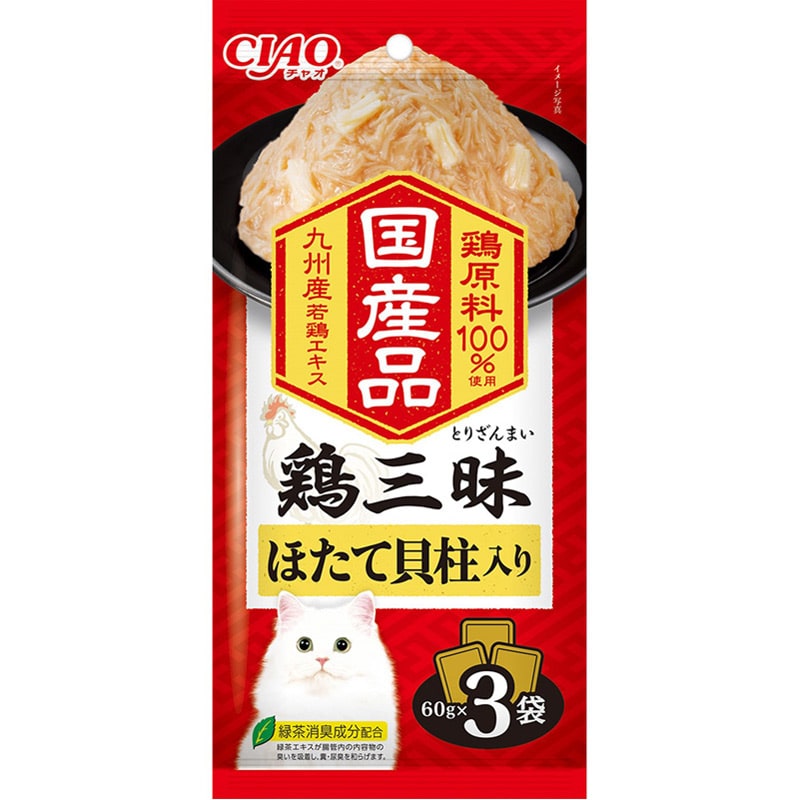 いなば CIAO 鶏三昧 ほたて貝柱入り 60gx3袋