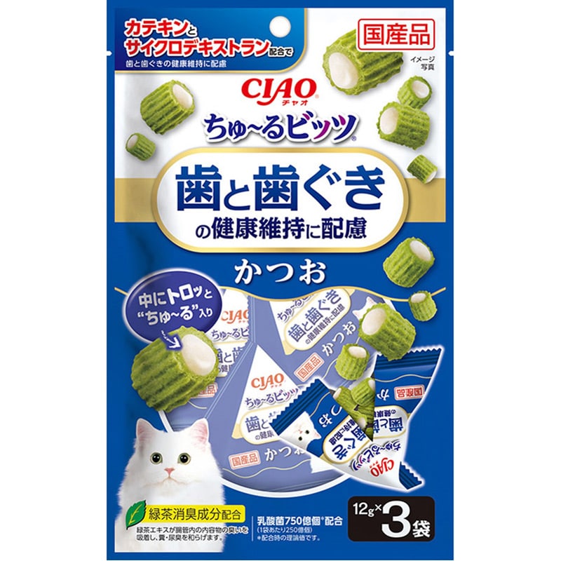 いなば CIAO ちゅ〜るビッツ 歯と歯ぐきの健康維持に配慮 かつお 3袋