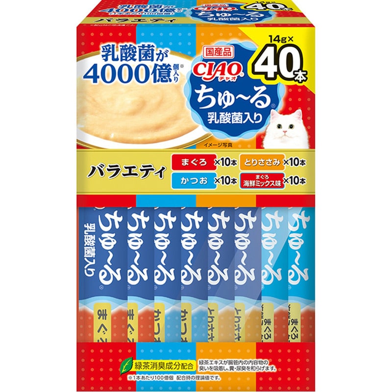 いなば CIAO ちゅ〜る 乳酸菌入り バラエティ 40本 BOX
