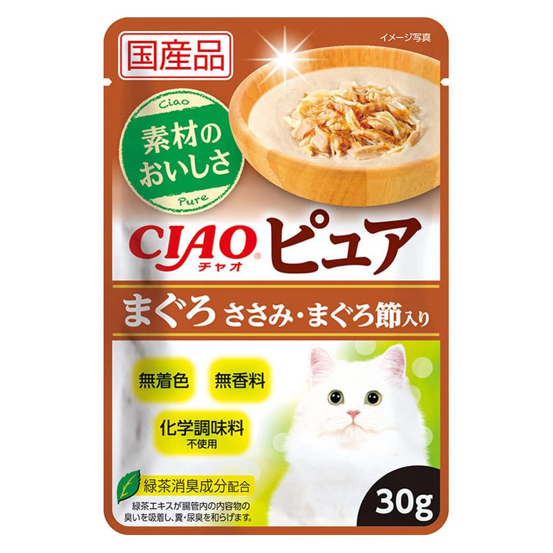 いなば CIAO ピュアパウチ まぐろ・ささみ・まぐろ節 30g