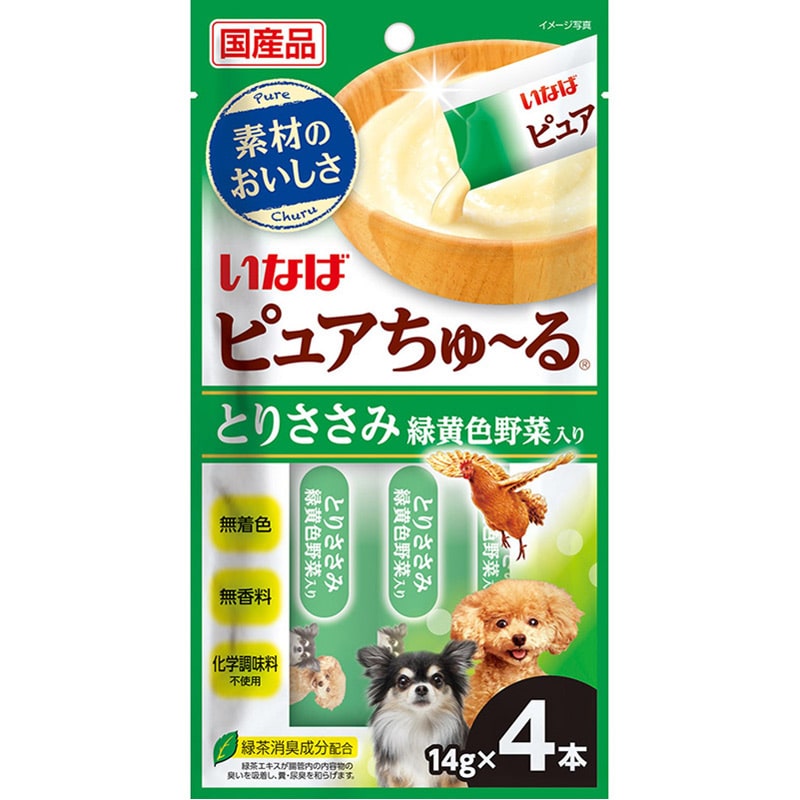 いなば ピュアちゅ〜る とりささみ 緑黄色野菜入り 4本