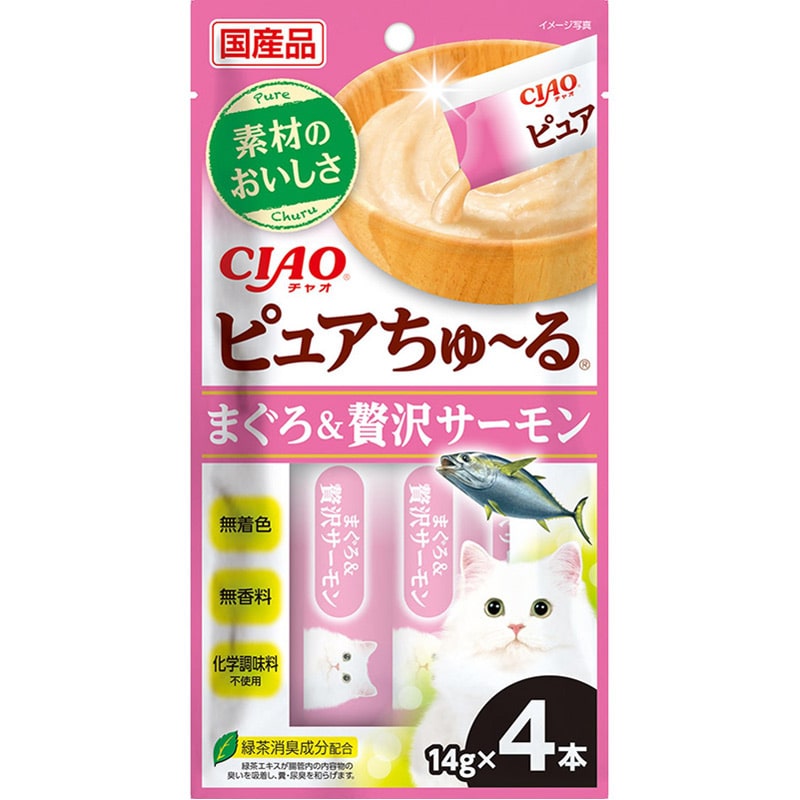 いなば CIAO ピュアちゅ〜る まぐろ贅沢サーモン 14g×4本