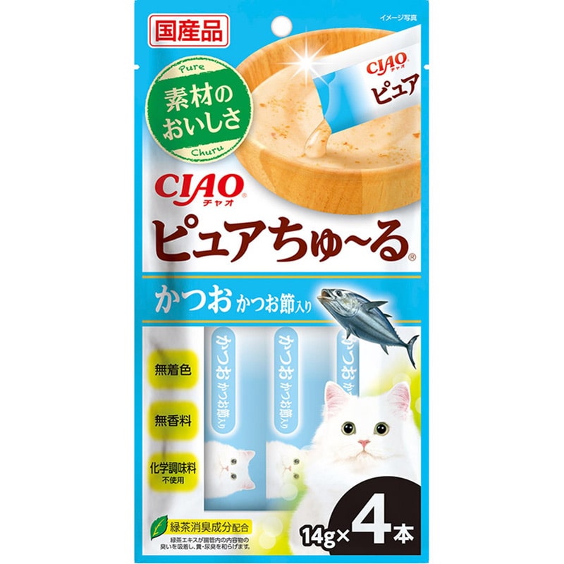 いなば CIAO ピュアちゅ〜る かつおかつお節入り 14g×4本