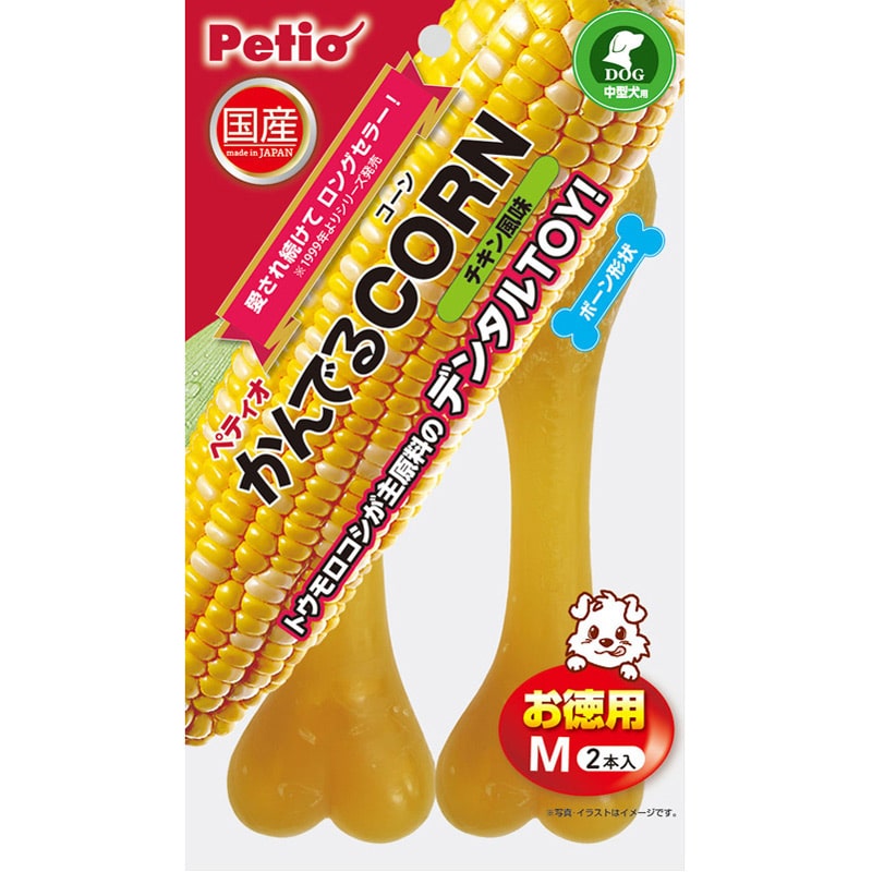 ペティオ ペティオ かんでるCORNチキン風味 M 徳用 2本