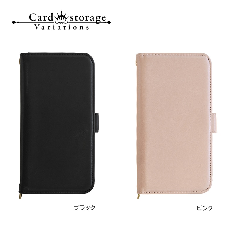 iPhone12 mini ケース カバー 手帳型 カード6枚収納 ブラック／ピンク